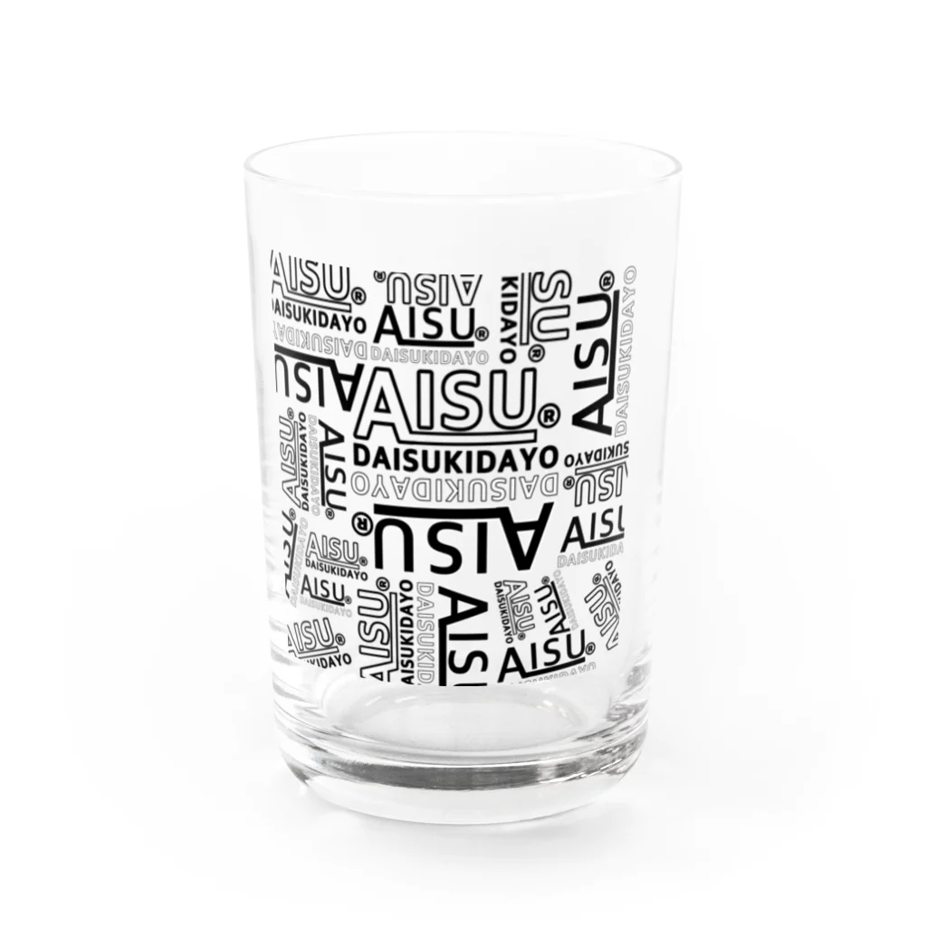 トーマス　デザイングッズのオリジナルロゴ　AISU DAISUKIDAYO Water Glass :front