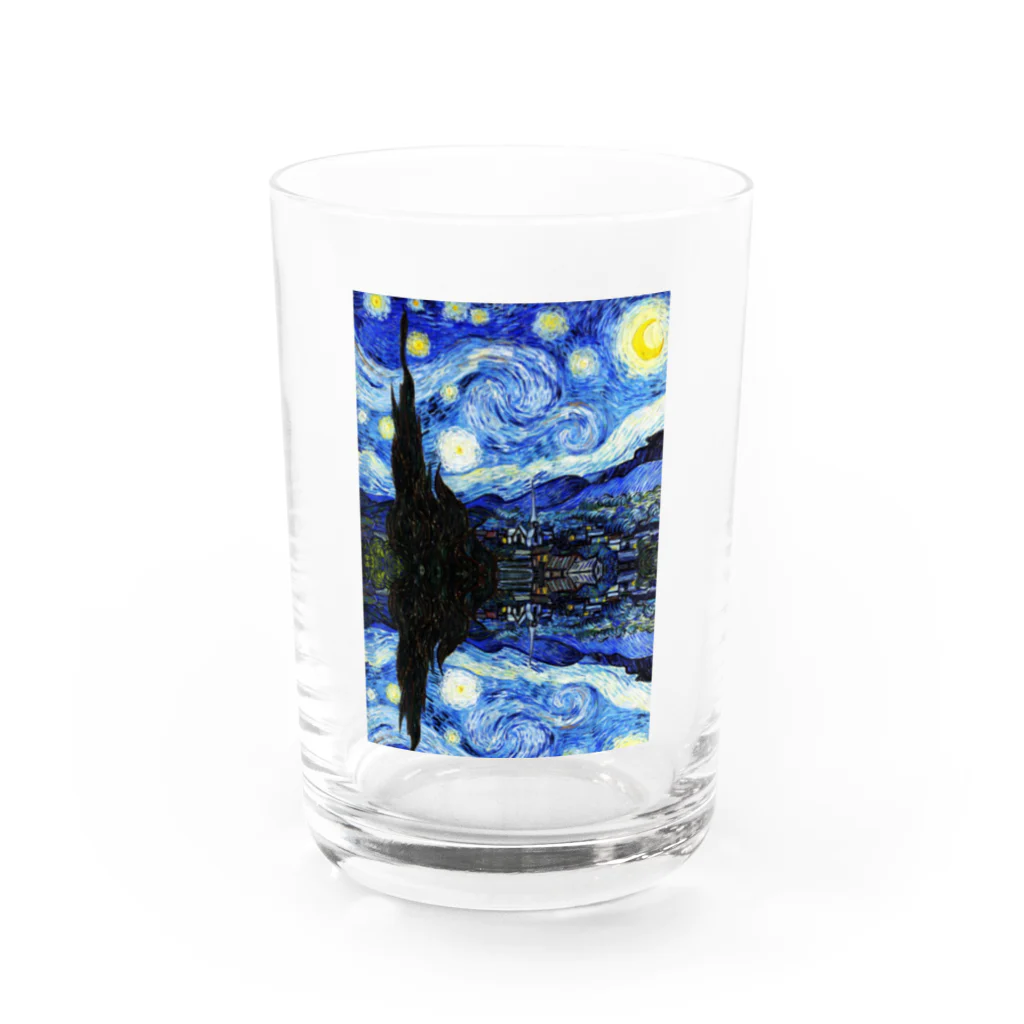 030のゴッホ＠星月夜 Water Glass :front