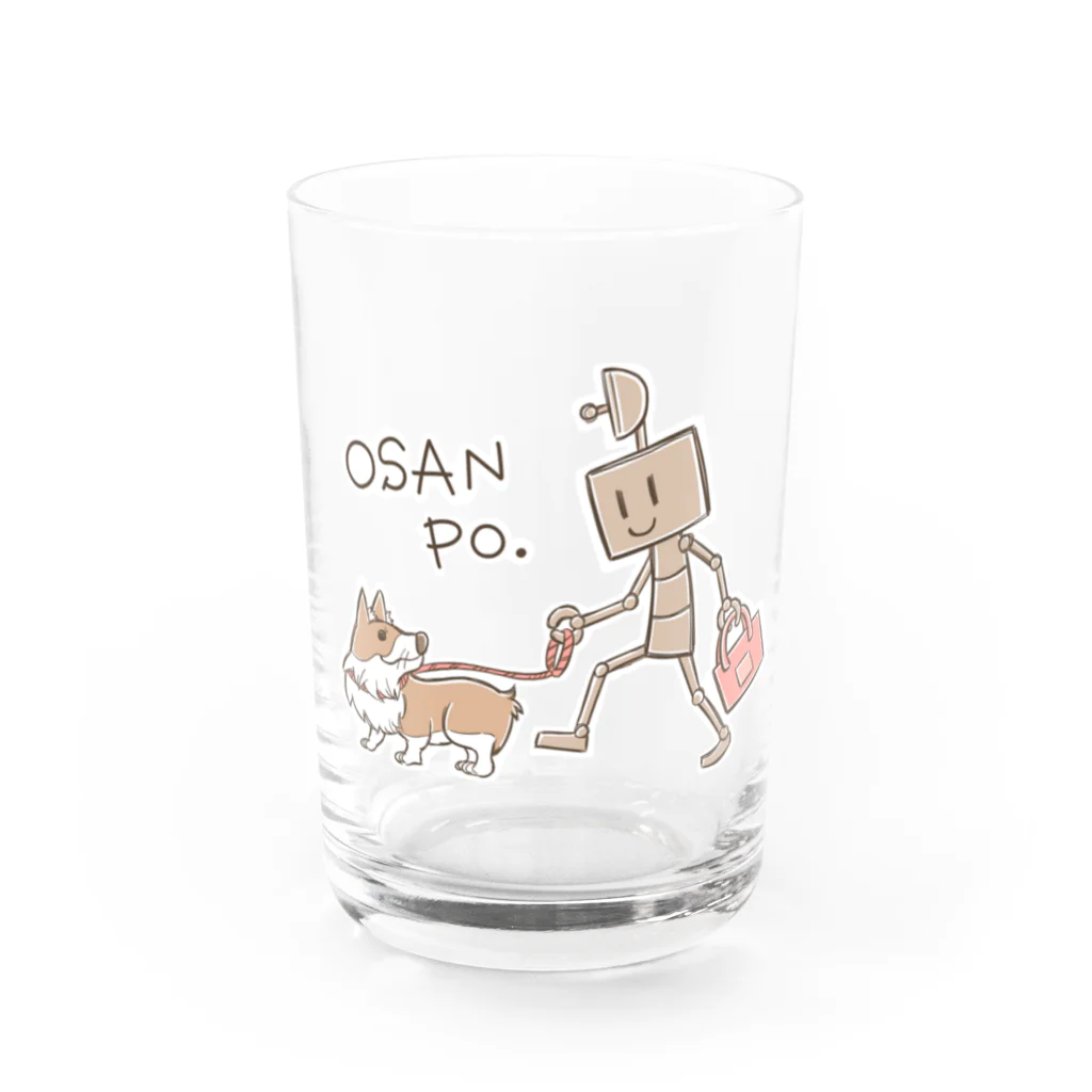 Assam store.のロボ散歩 with コーギー Water Glass :front