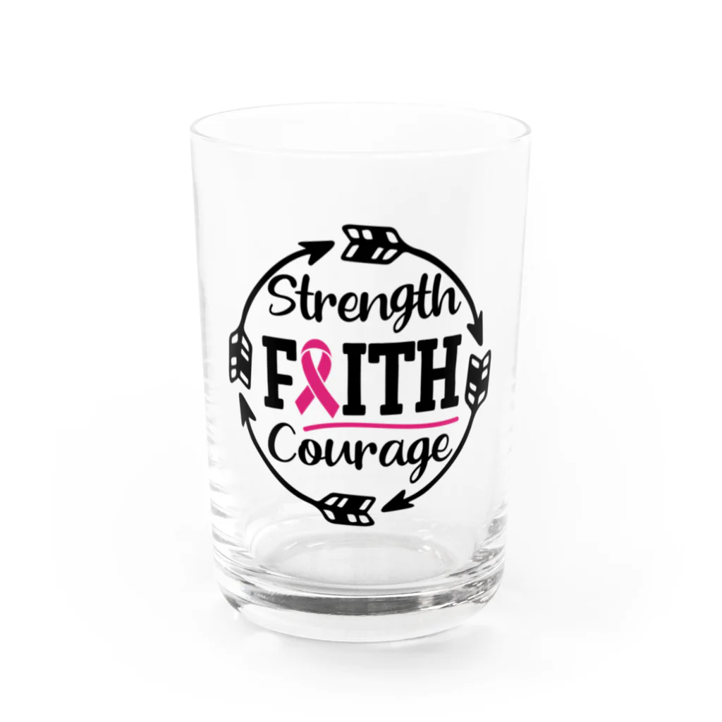 Fred HorstmanのBreast Cancer Strength, Faith, Courage  乳がん, 強さ、信仰、勇気 グラス前面