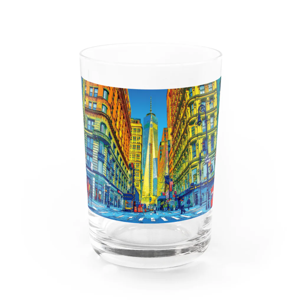 GALLERY misutawoのニューヨーク フルトンストリートの朝 Water Glass :front