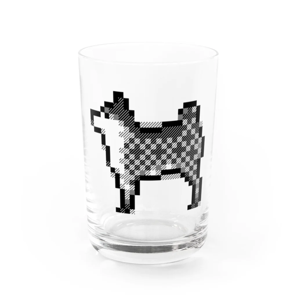 こぐみのピクセル柴犬(黒) Water Glass :front