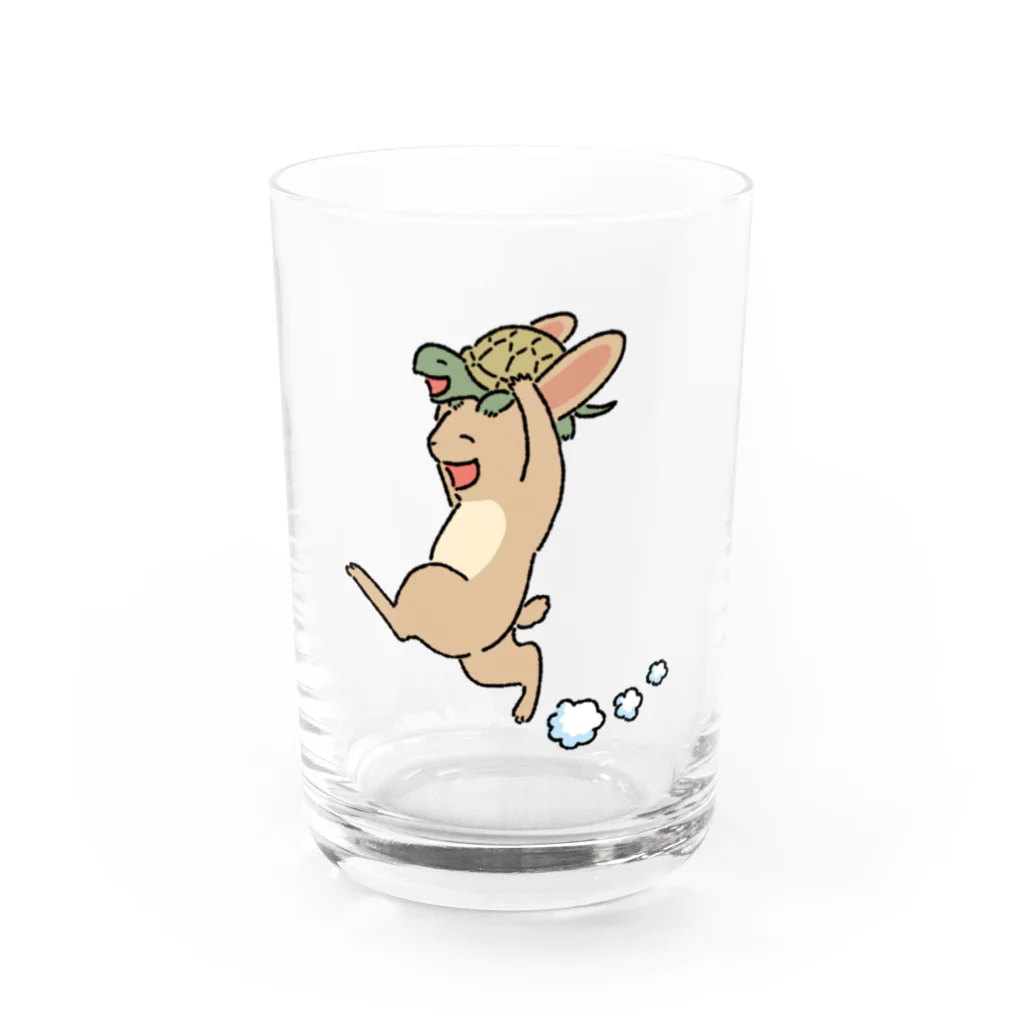 イケガメ シノのウサギとカメ Water Glass :front