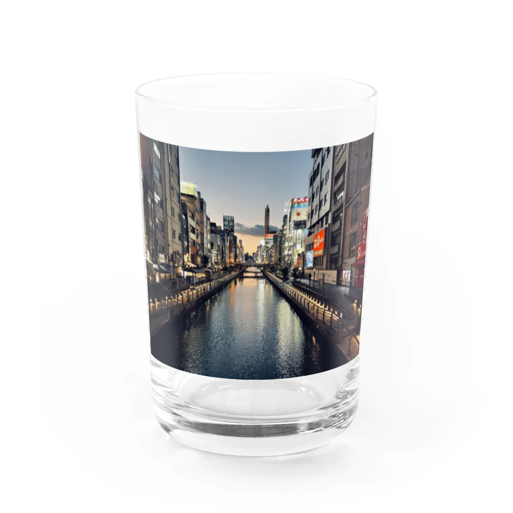 unepe部屋の大阪の街と道頓堀 Water Glass :front