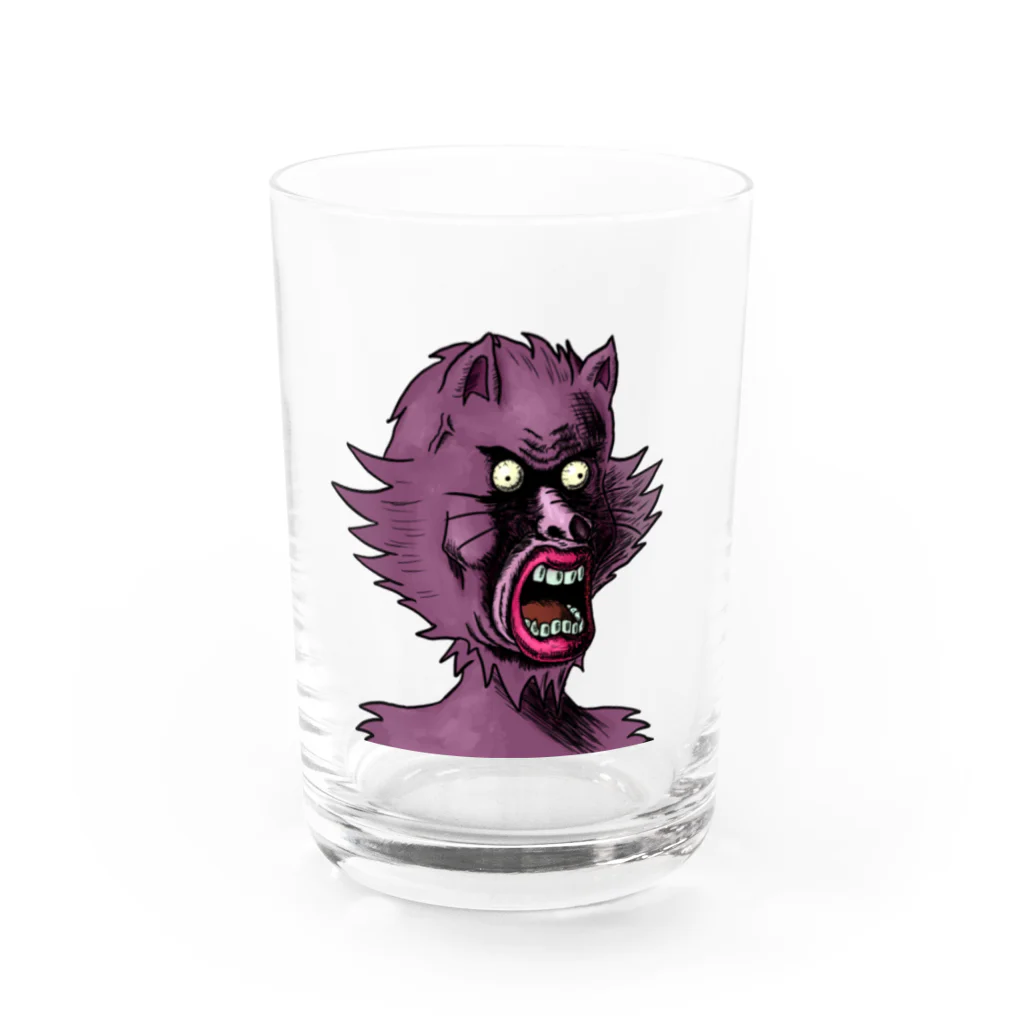 れいしょうのSUZURIのNFT風の狼 ~Wolf Face Is Scary~ Water Glass :front