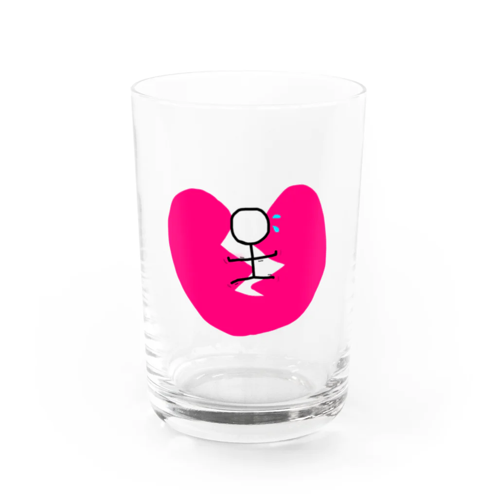 もつれ毛のどうして止めるの棒人間くん Water Glass :front