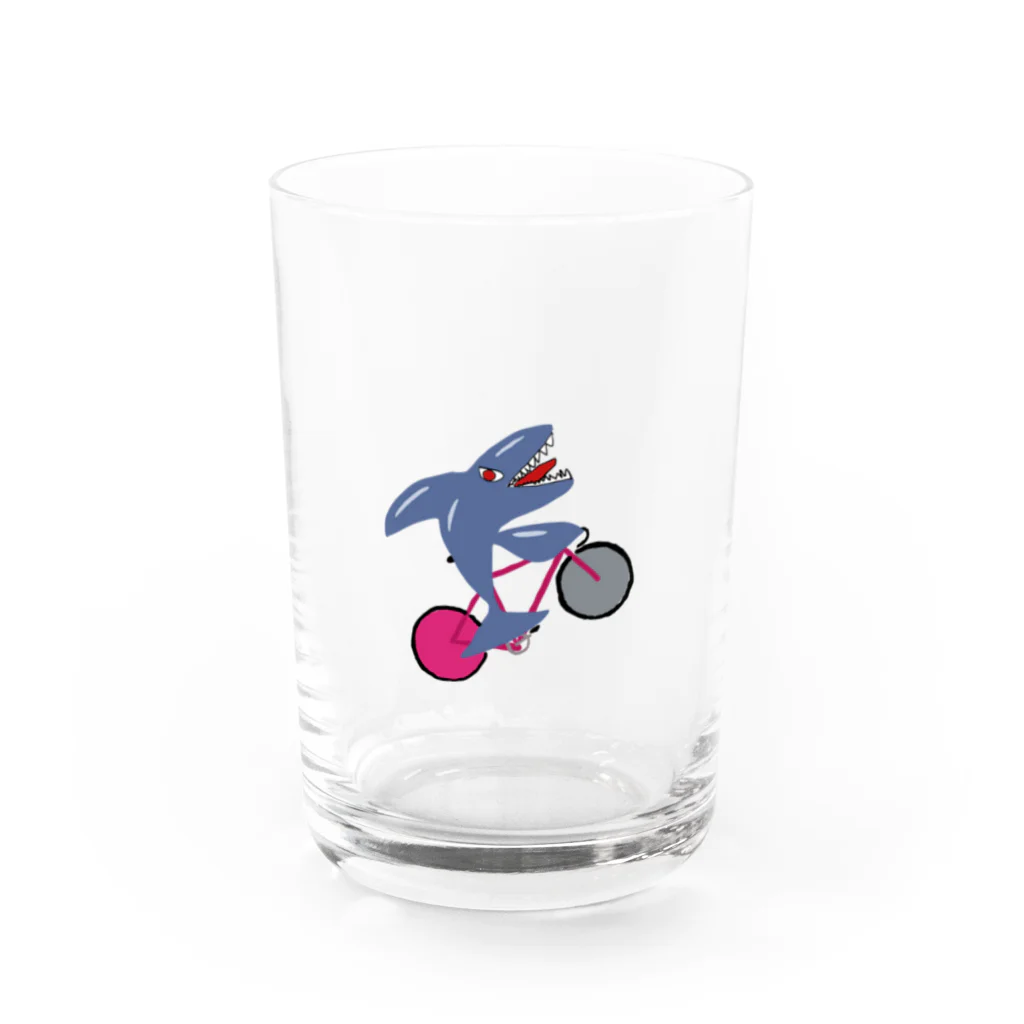 自転車好きの絵描さんの自転車好きのシャチ Water Glass :front