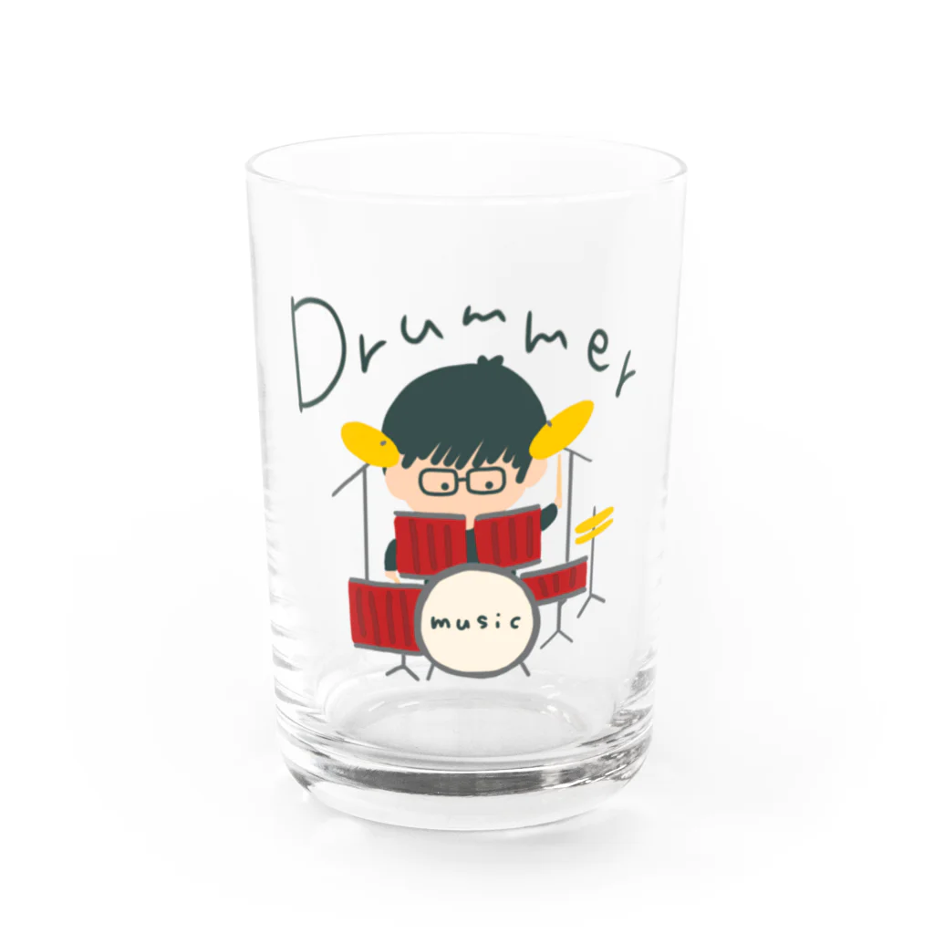 rurugirlのdrummerメガネ君 Water Glass :front