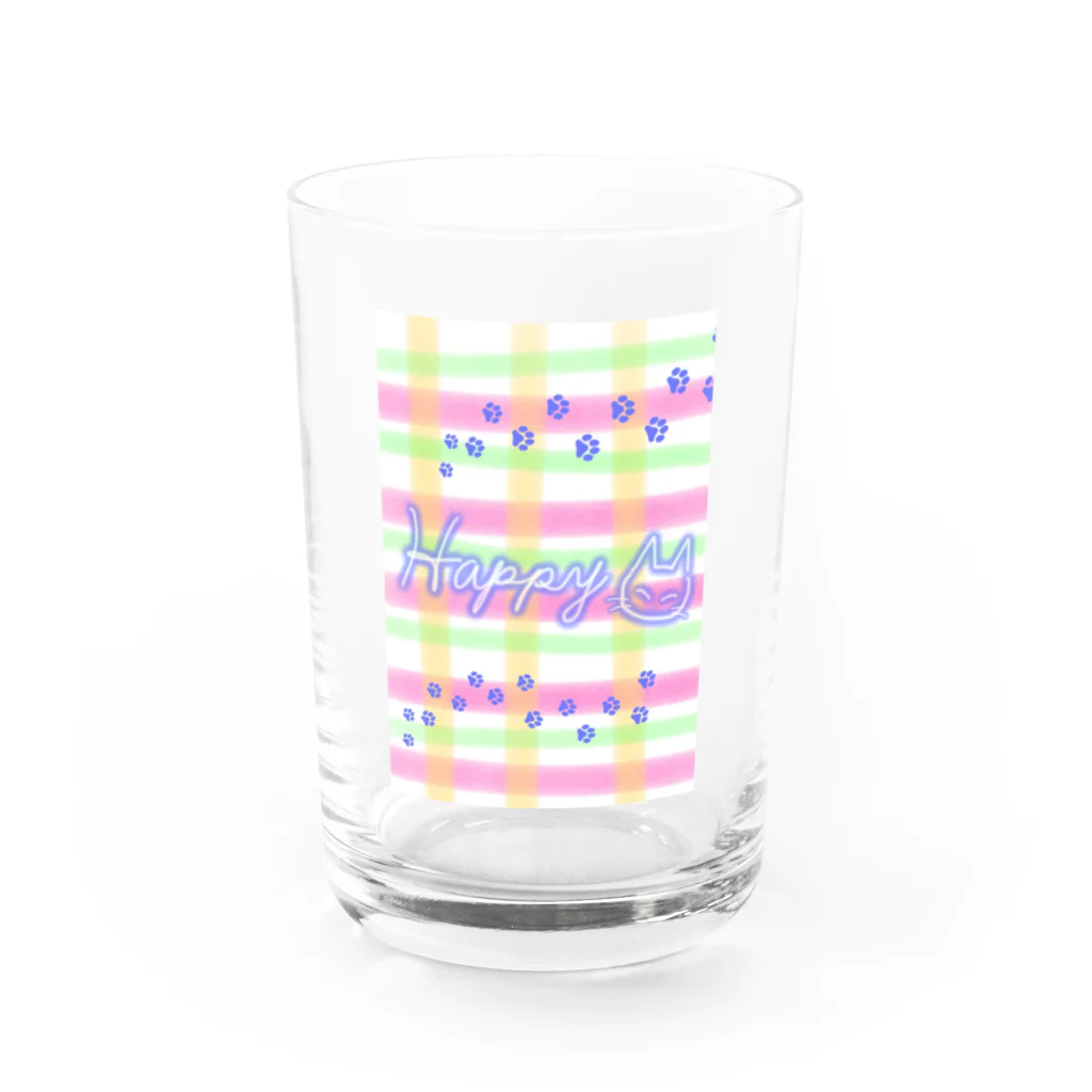 てこパカ🍀(tecopaca) のHappy猫 Water Glass :front