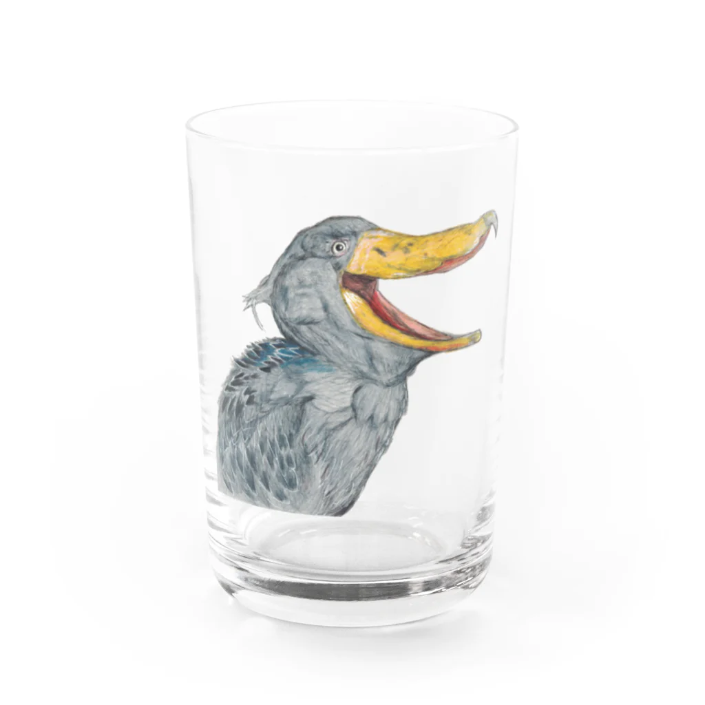 森図鑑の[森図鑑] 口開けハシビロコウ Water Glass :front