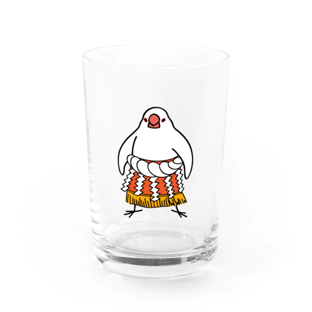 もしもしこちら文鳥のすもう文鳥よこづな Water Glass :front