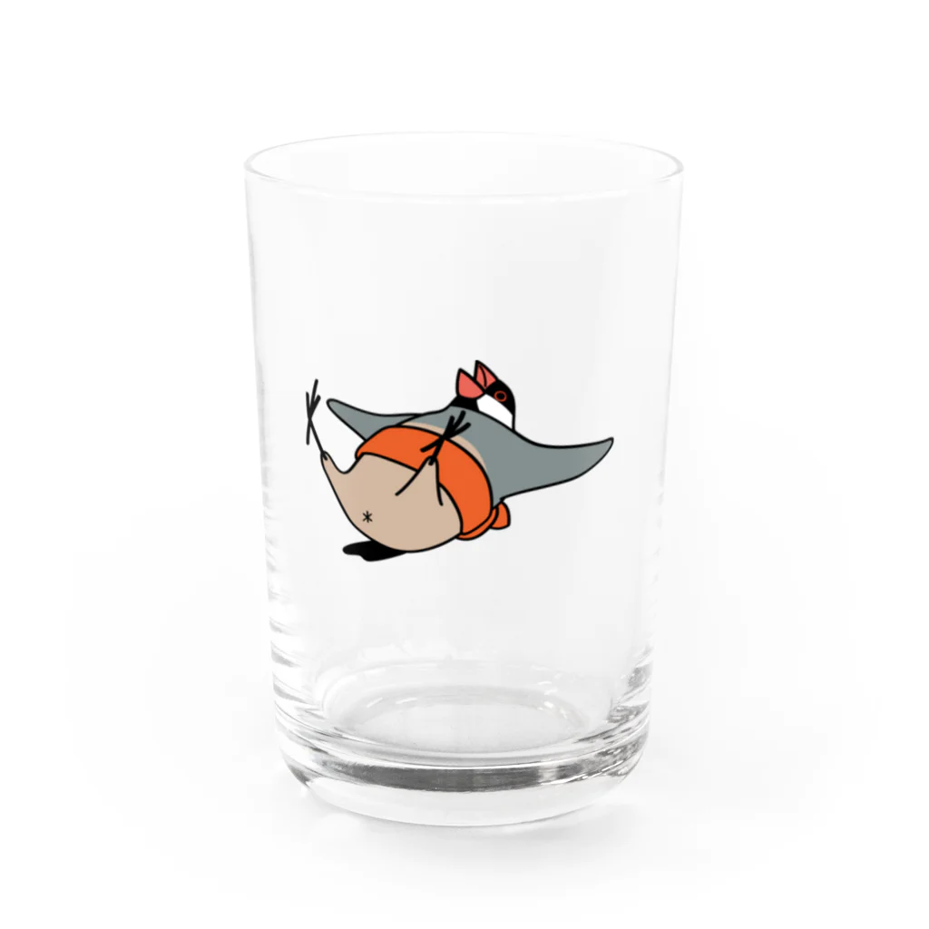 もしもしこちら文鳥のすもう文鳥まいった Water Glass :front