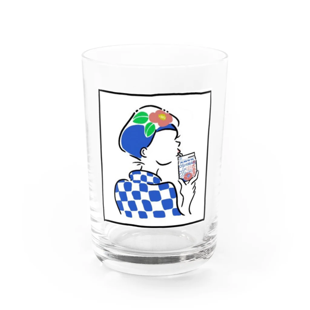 (株)大島牛乳(伊豆大島)のあんこさんと大島牛乳 Water Glass :front