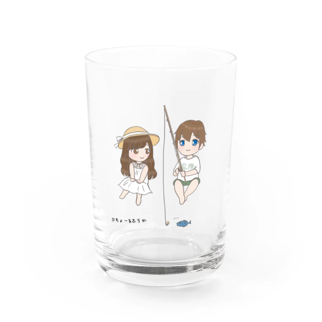 💟窓際部長💟💘NEWS系Vチューバーのぶちょー＆ふうかグラス Water Glass :front