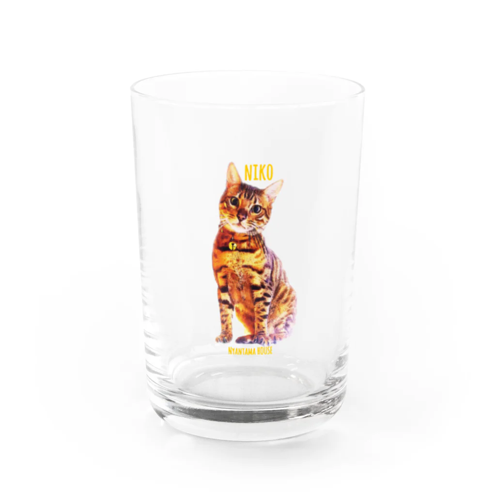 にゃんたまHOUSEのニコ シルエット Water Glass :front