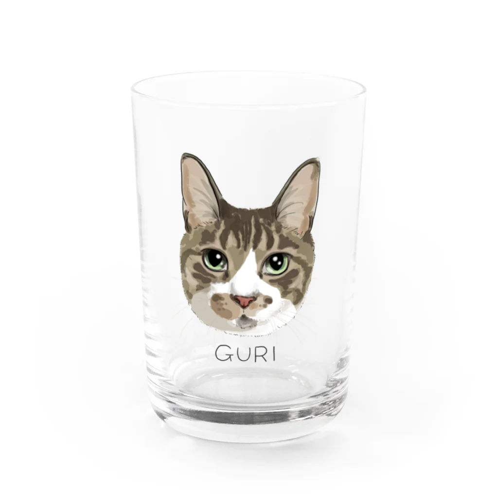 みきぞーん｜保護猫 ミッキー画伯と肉球とおともだちのGURI Water Glass :front