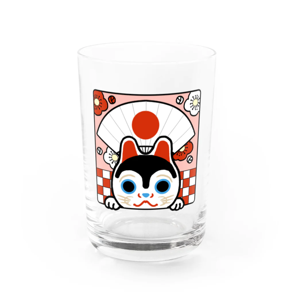 ももも雑貨堂のめでたやわんこ Water Glass :front