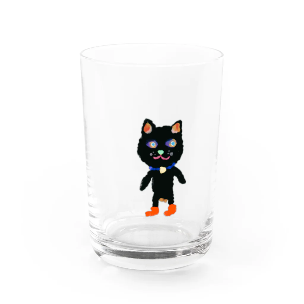 mokulasoの長靴を履いた黒猫たまりさん Water Glass :front