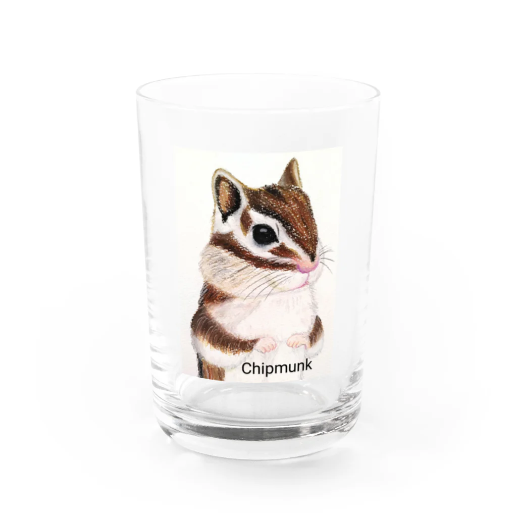 シマリス部　のシマリスさんお手手ギュッ Water Glass :front