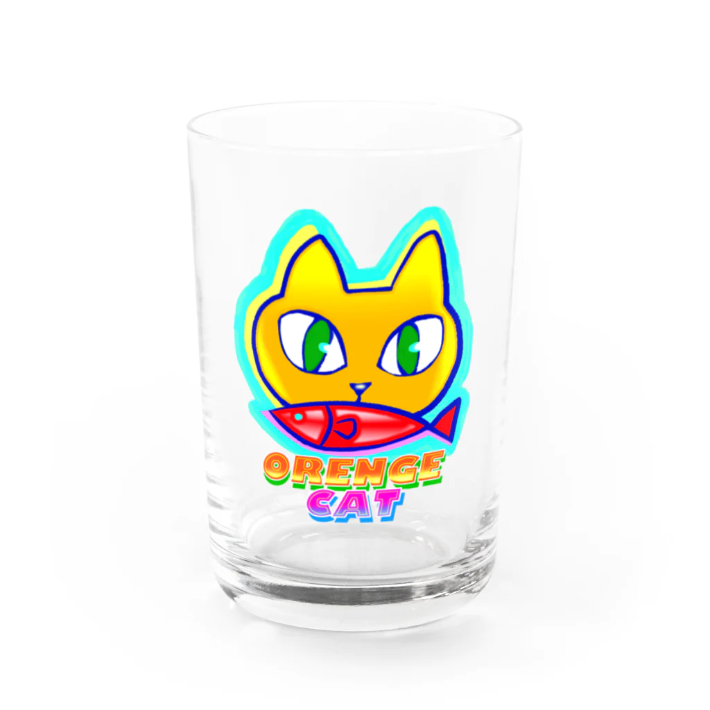 ✨🌈✨ユラクラカン🇯🇵 ✨🌈✨の🍊🐈 オレンジキャット🍊🐈　ライト Water Glass :front