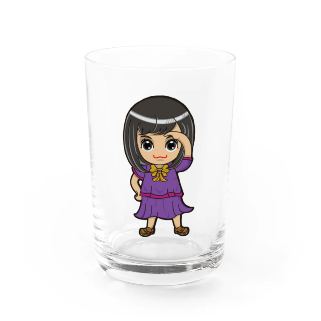 🤍一ノ瀬 彩 🐇⸒⸒ suzuri支店🤍のちびキャラ/SCHOOLTYPE:紫【一ノ瀬彩】 Water Glass :front