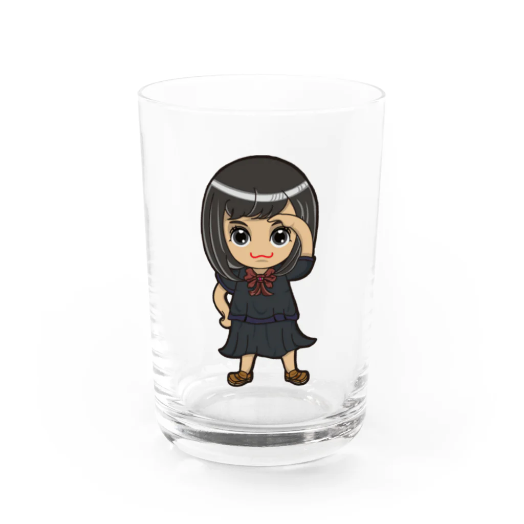 🤍一ノ瀬 彩 🐇⸒⸒ suzuri支店🤍のちびキャラ/SCHOOLTYPE:黒【一ノ瀬彩】 Water Glass :front