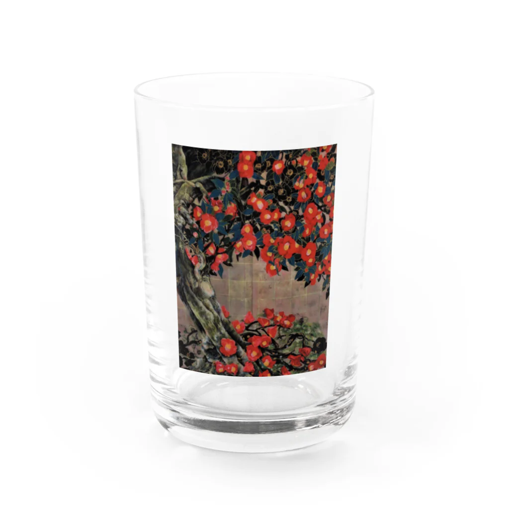 日本画家 加藤 由利子の花椿 Water Glass :front