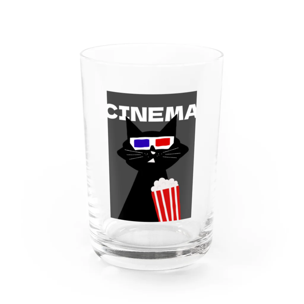 SugarWaterCat SHOPの映画 黒猫 3D CINEMA CAT ねこ ネコ Water Glass :front