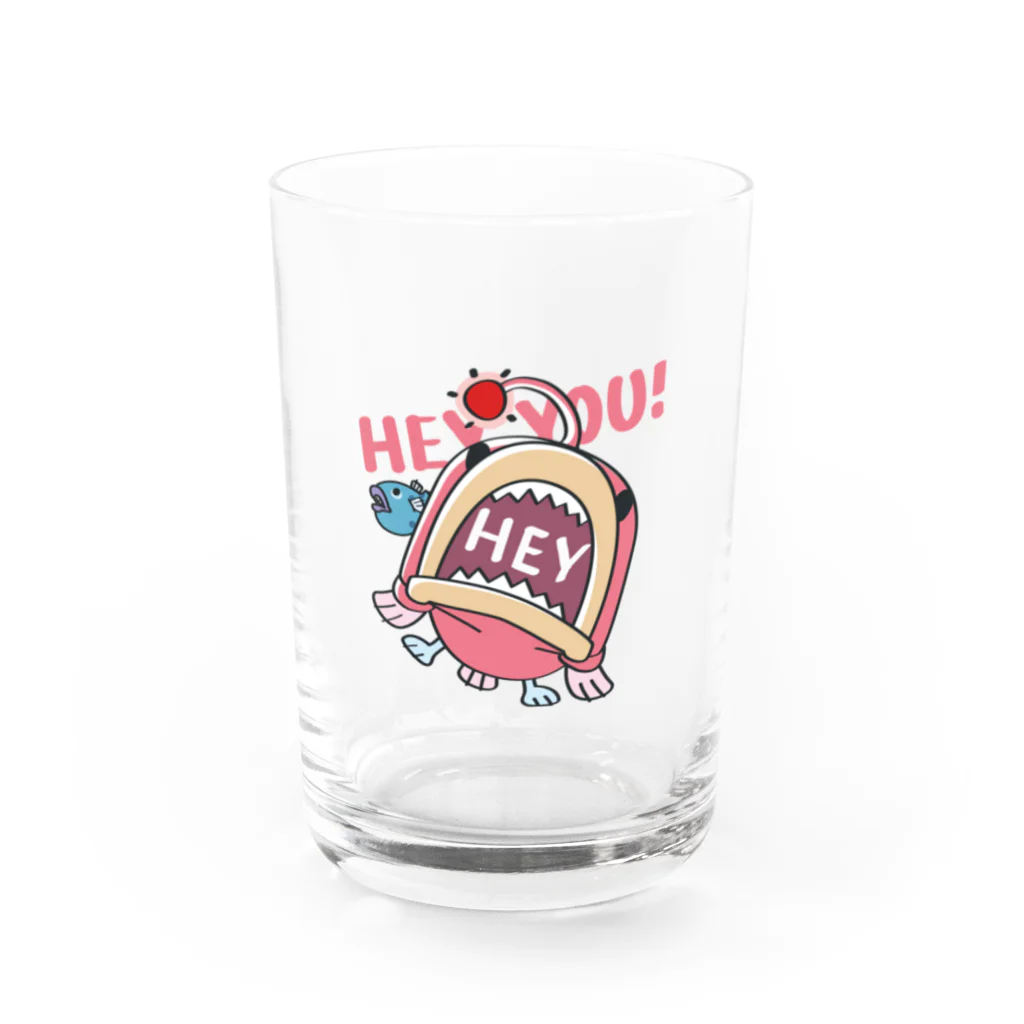 イラスト MONYAAT のワンポイント HEY YOU!*釣れたかもA Water Glass :front