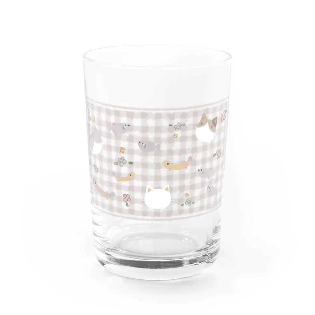 ねこてぃぶのチェック柄 Water Glass :front