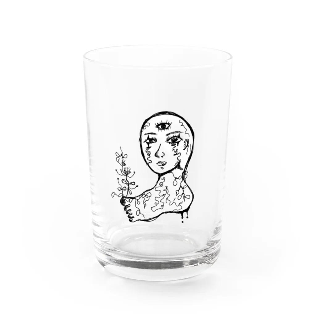 もちもちショップのひとりになってしまった　あしひと Water Glass :front