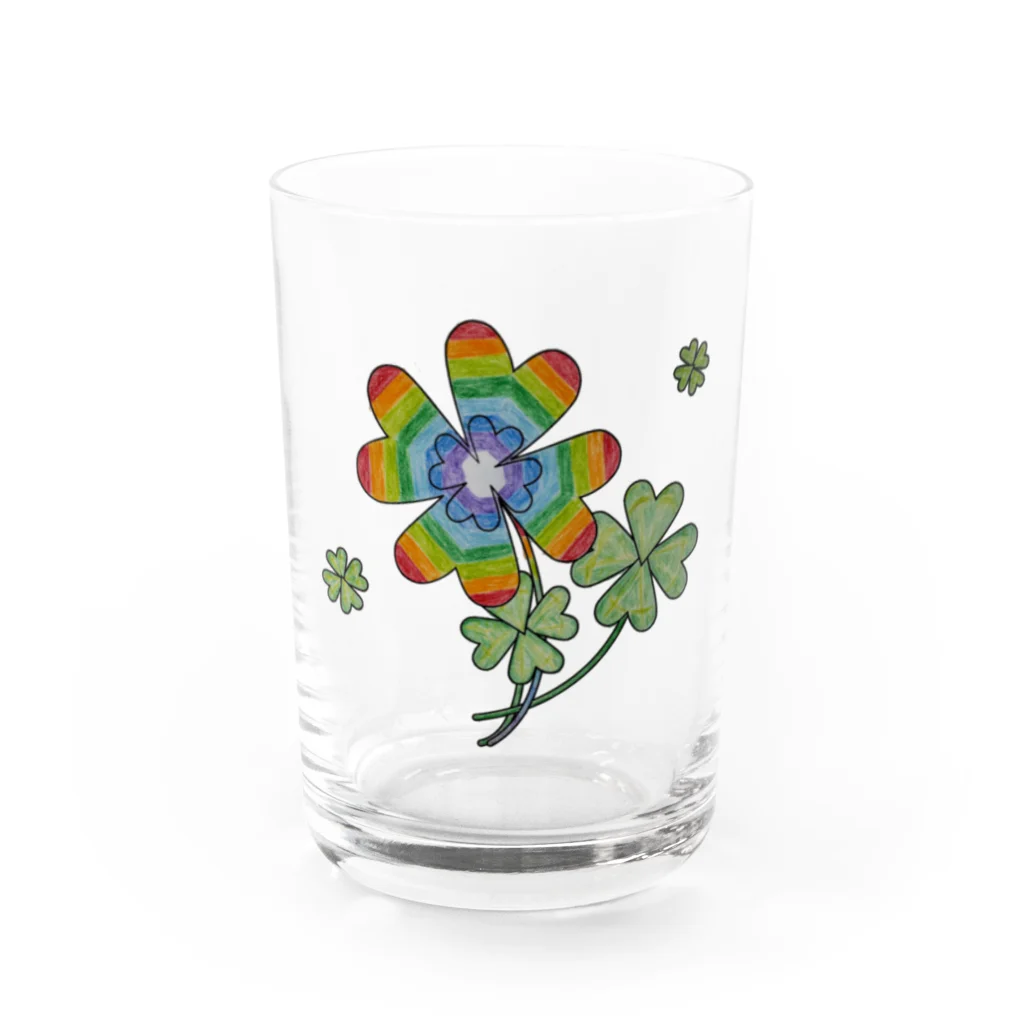 NANASHOPのレインボークローバー🌈 Water Glass :front