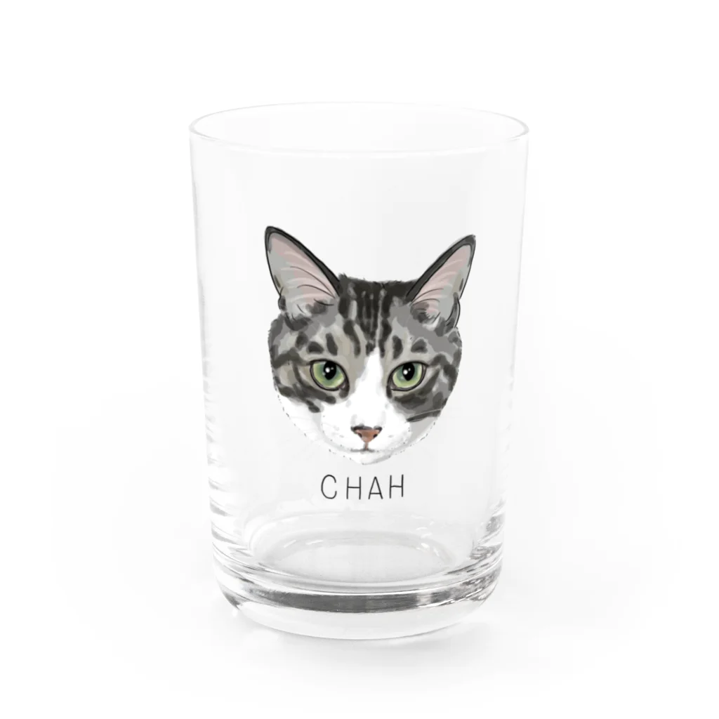 みきぞーん｜保護猫 ミッキー画伯と肉球とおともだちのchah Water Glass :front