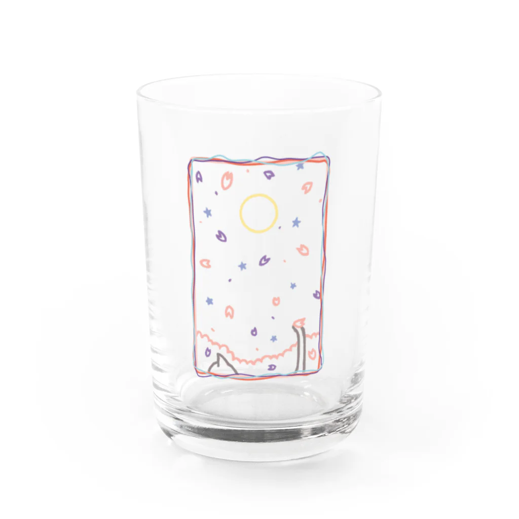 cosmicatiromの夜桜と散歩猫 Water Glass :front