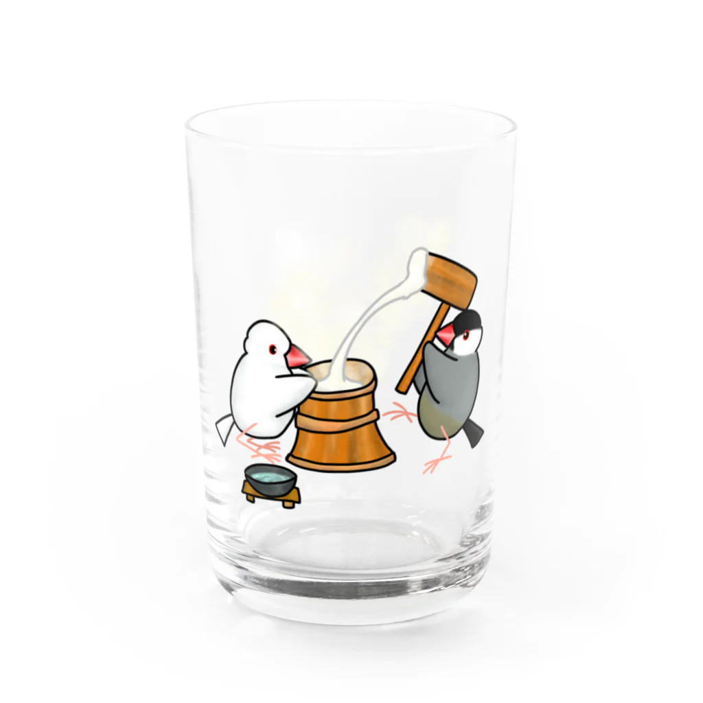 Lily bird（リリーバード）の餅つき文鳥ず Water Glass :front