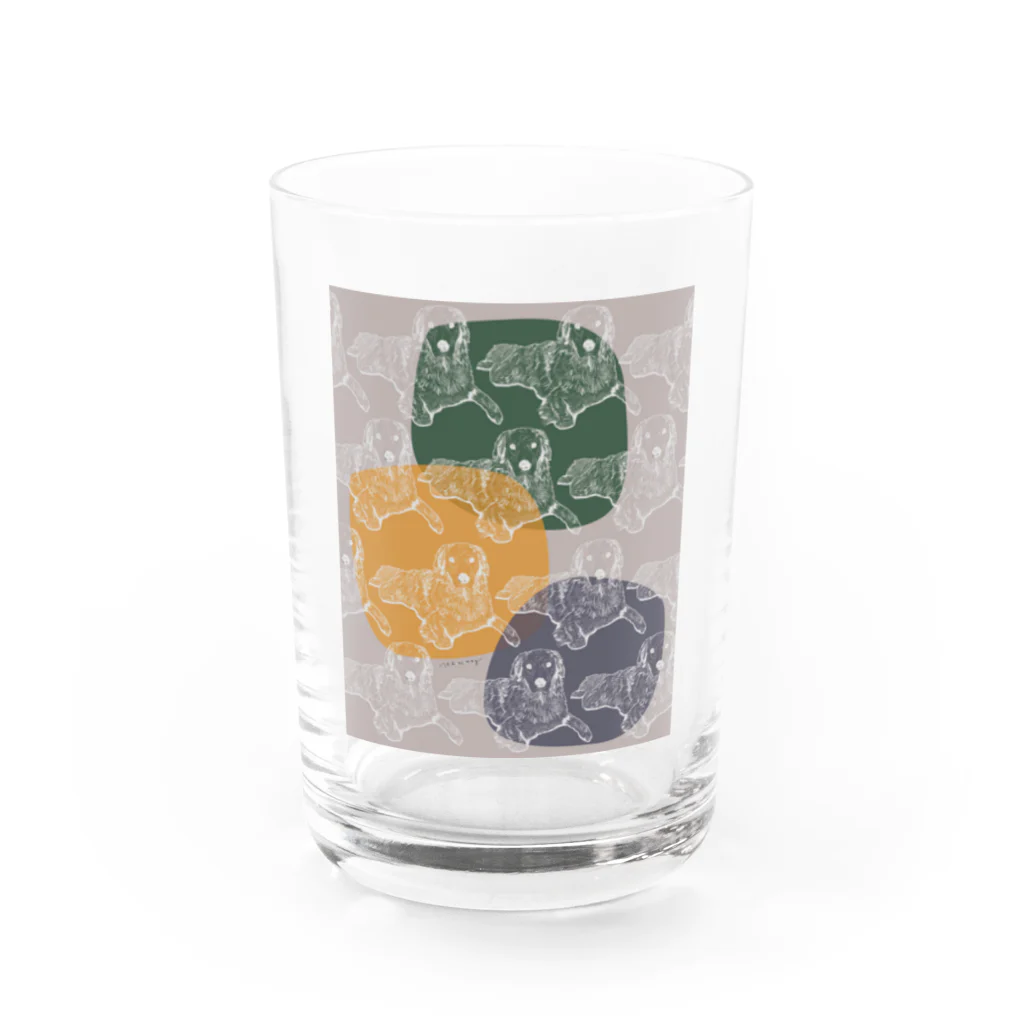 noe_to_meg (ノエとめぐ)の北欧テキスタイル風【縦A 】× golden retriever Water Glass :front