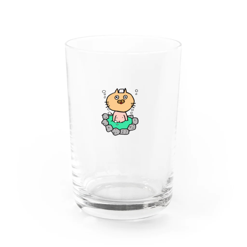 マッハナイスガイの温泉猫（小） Water Glass :front