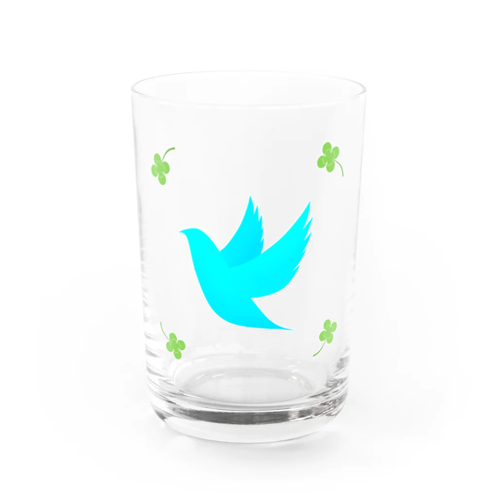 武者小路夕桐の青い鳥と四葉 Water Glass :front