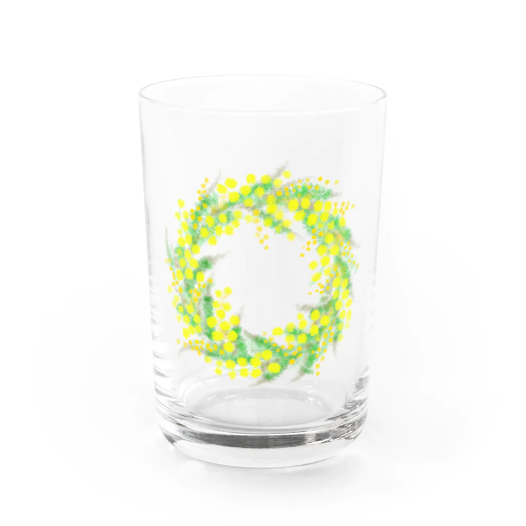 satoharuのミモザのリース Water Glass :front