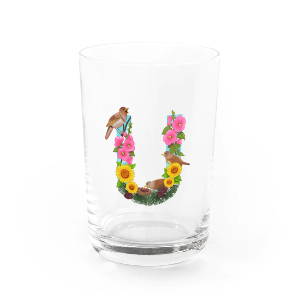 besitos ウクライナ支援の"U for Ukraine"　ウクライナ支援 Water Glass :front