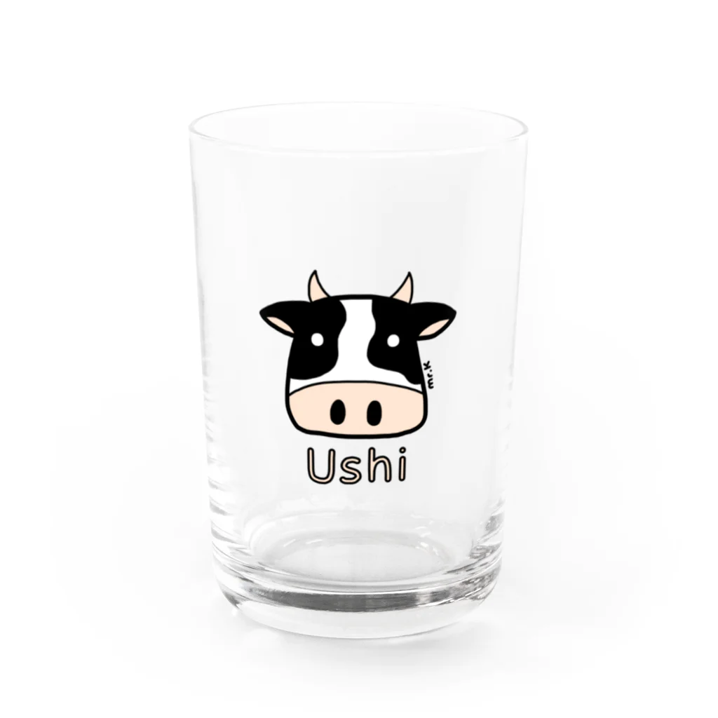 MrKShirtsのUshi (牛) 色デザイン Water Glass :front