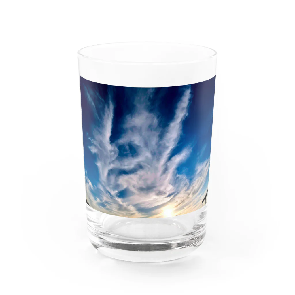 錆猫の館の【A】エネルギーが渦巻く鳳凰雲 Water Glass :front