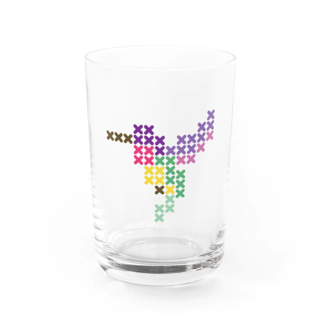 shisoppaのハミングバード-大  Cross-stitch Water Glass :front