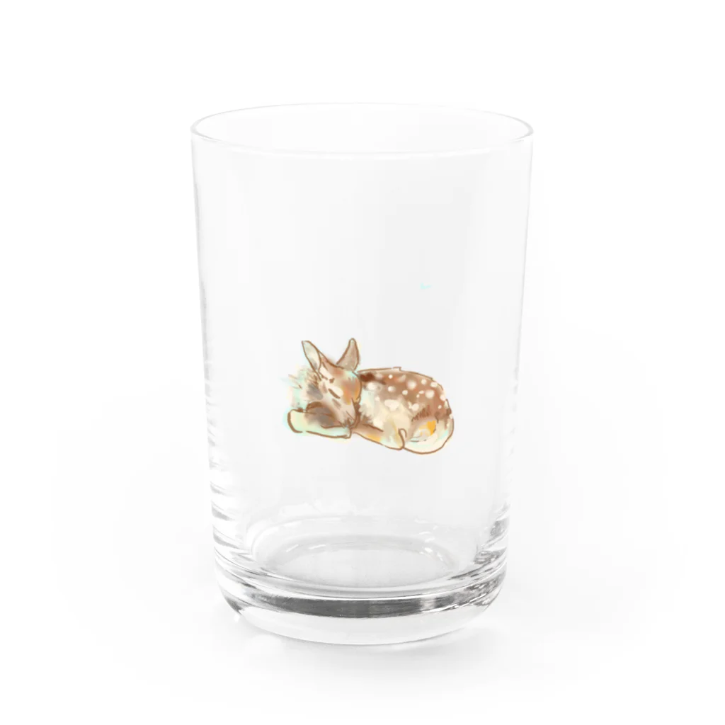 kashikuの居眠りシカ Water Glass :front