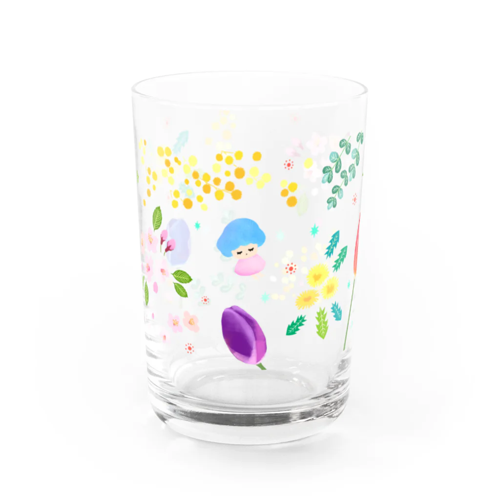 ishimorinacoの春の花とヤスミちゃん Water Glass :front