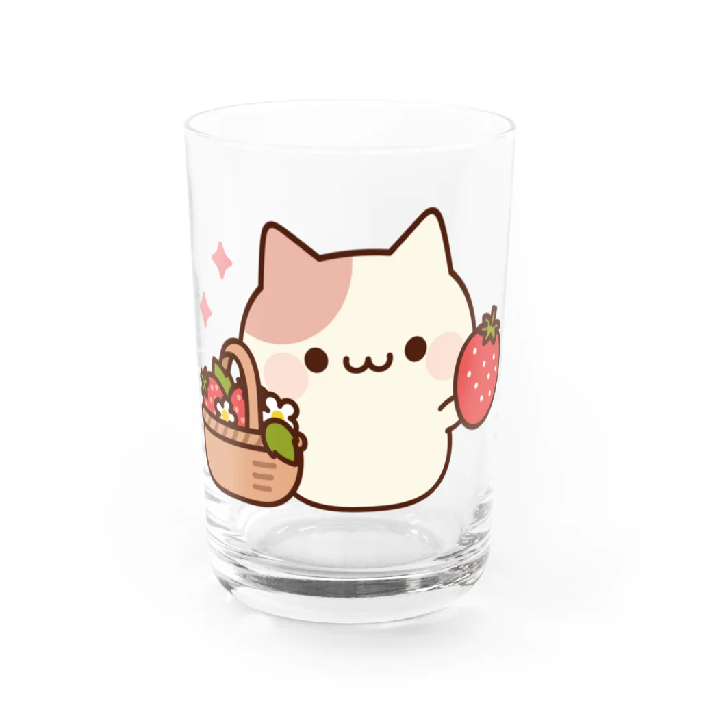 DECORのラブリーなにゃんこ　いちごver. Water Glass :front