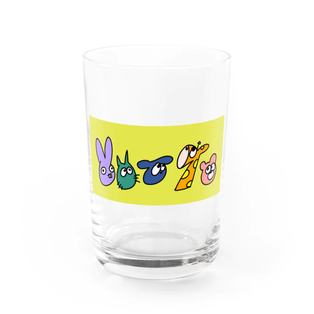 バターミルクビスケットのうさぎとねこといぬときりんとくま Water Glass :front