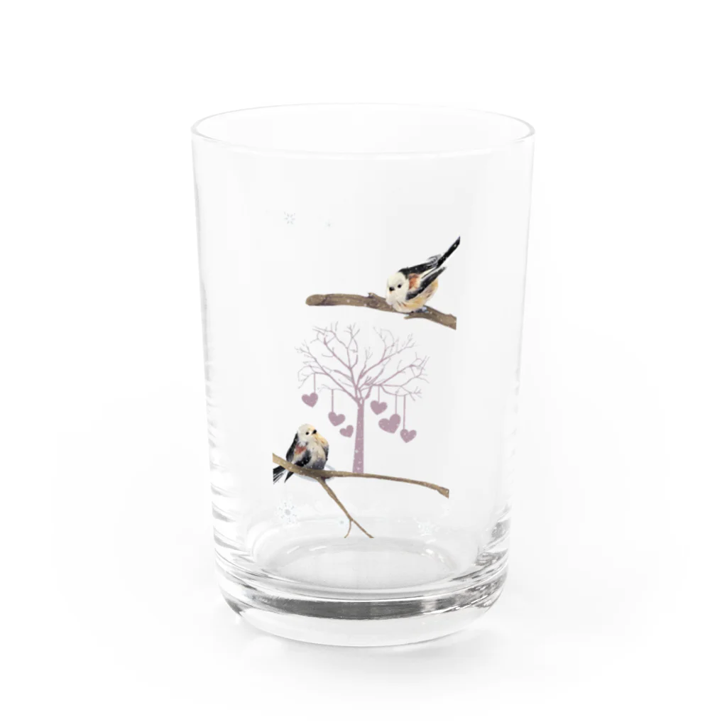 デザイン堂しまえながの恋するシマエナガ(ピンク) Water Glass :front