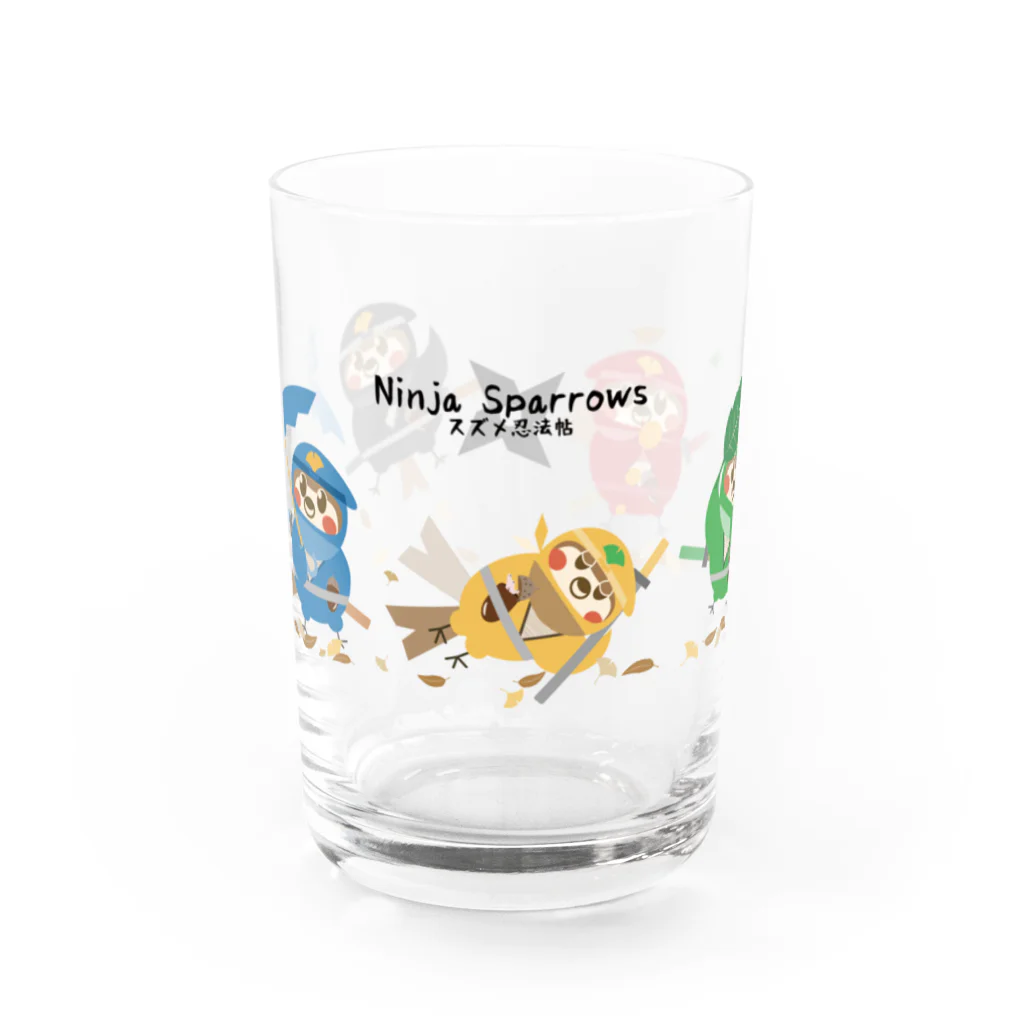 “すずめのおみせ” SUZURI店のスズメ忍法帖 Water Glass :front