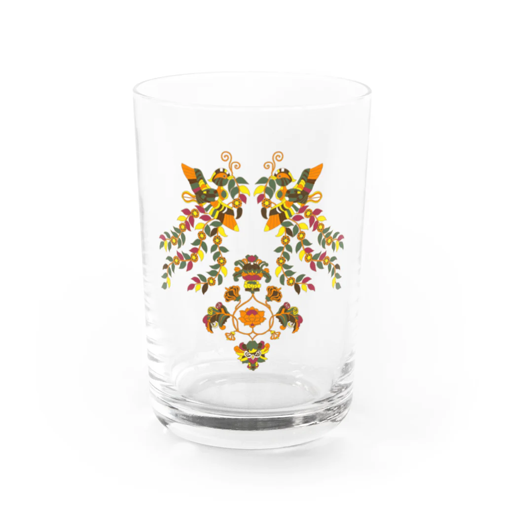 麻の【正倉院】花喰鳥文様 Water Glass :front